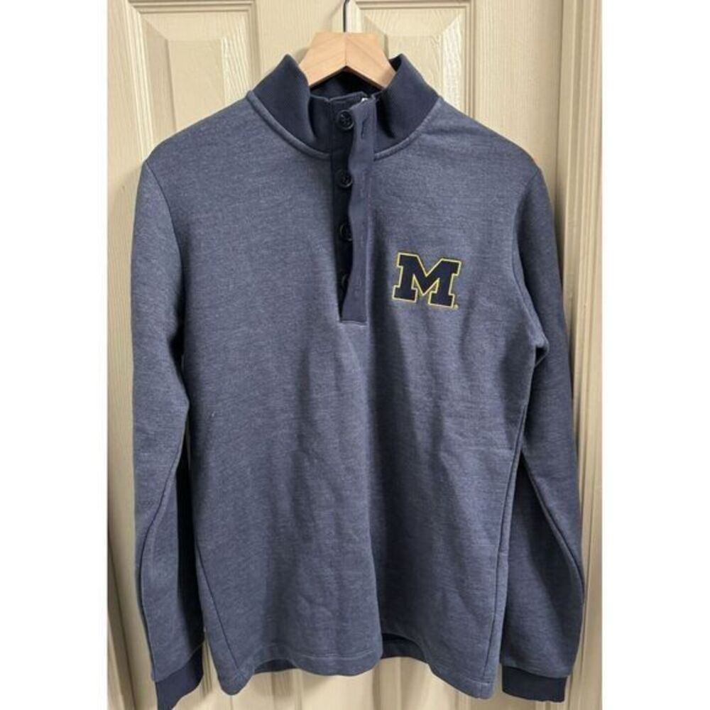 Antigua Michigan Quarter Zip Pullover Jacket Small Men's‎ Buttons
